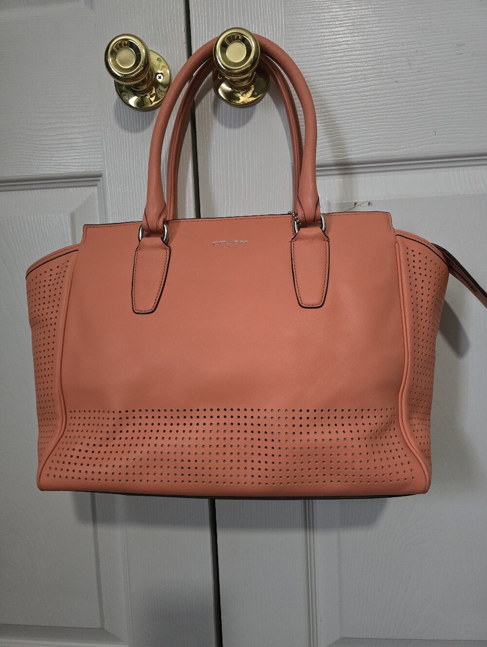Coach Coral Perforated Leather Satchel